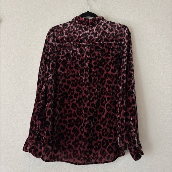 J. Crew Leopard Print Long Sleeve Velvet Button Down Shirt S/M - Picture 6 of 8
